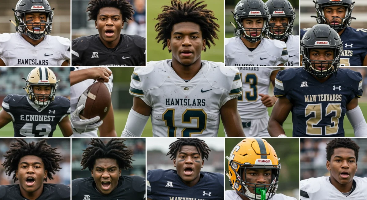 Diverse high school football players navigating the transfer portal system