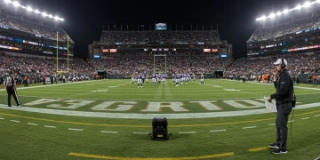 NFL coach making strategic sideline adjustments during a close game.