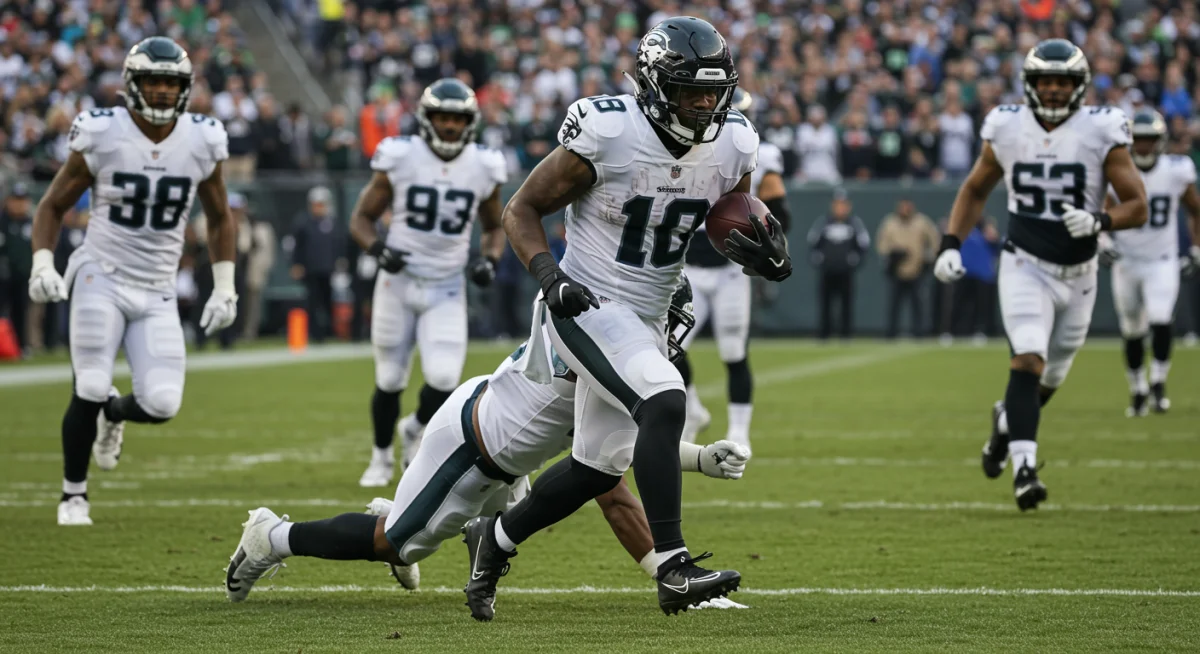 NFL kick returner running for a game-winning touchdown