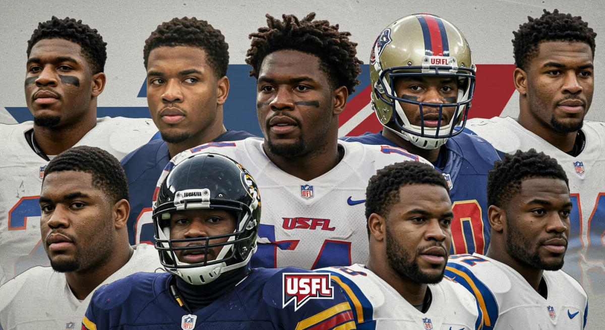Composite image of top USFL players, showcasing the league's diverse talent.
