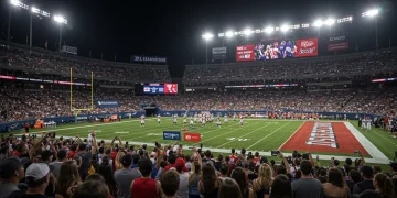 USFL football game with digital broadcast elements for 2025 season